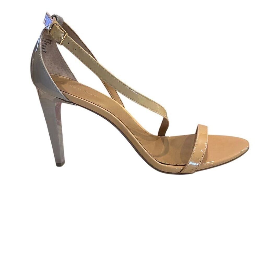 Calvin Klein Narella Heels Women 9M Nude Grey Excellent Patent Strappy Sandals - Picture 5 of 10